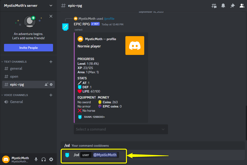 How to Add and Use EPIC RPG on Discord