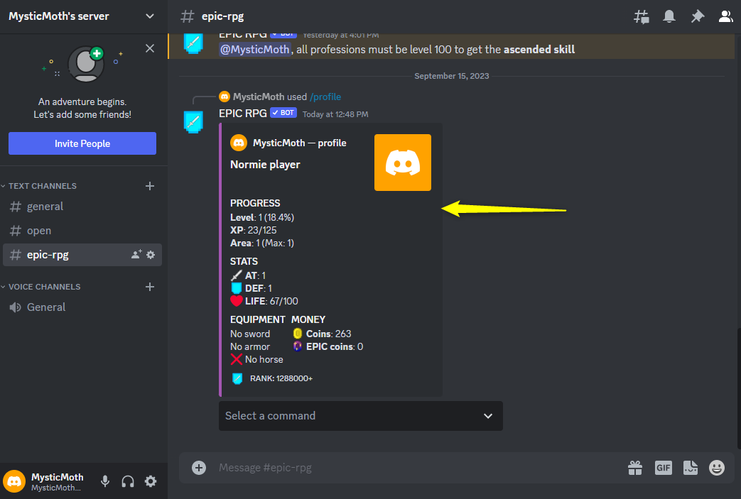 How to Add and Use EPIC RPG on Discord | Liberian Geek