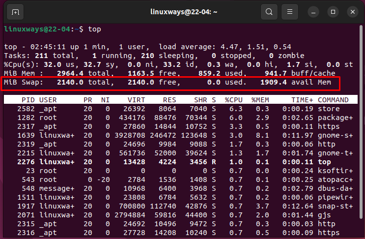 How to check swap space in Linux using top | Liberian Geek